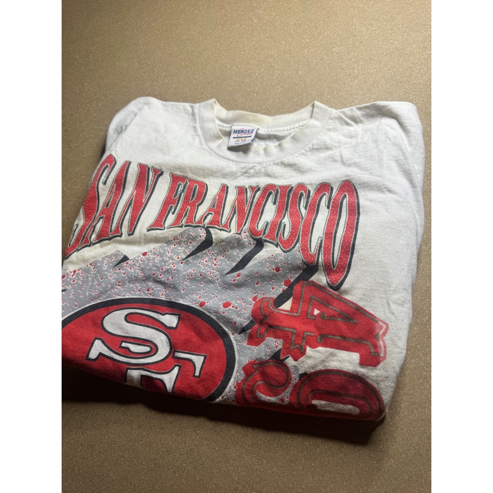 Vintage Mendez Sportswear San Francisco 49ers T Shirt White Single Stitch 90s XL